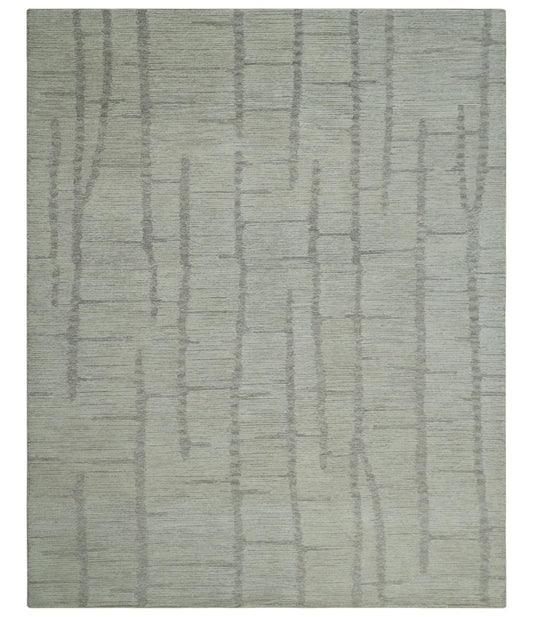The Rug Decor Area Rug 8x10 Earthy Modern Stripes Design Custom Made Ivory, Silver and Gray Hand Tufted Rug Earthy Modern Stripes Design Custom Made Ivory, Silver and Gray Hand Tufted Rug