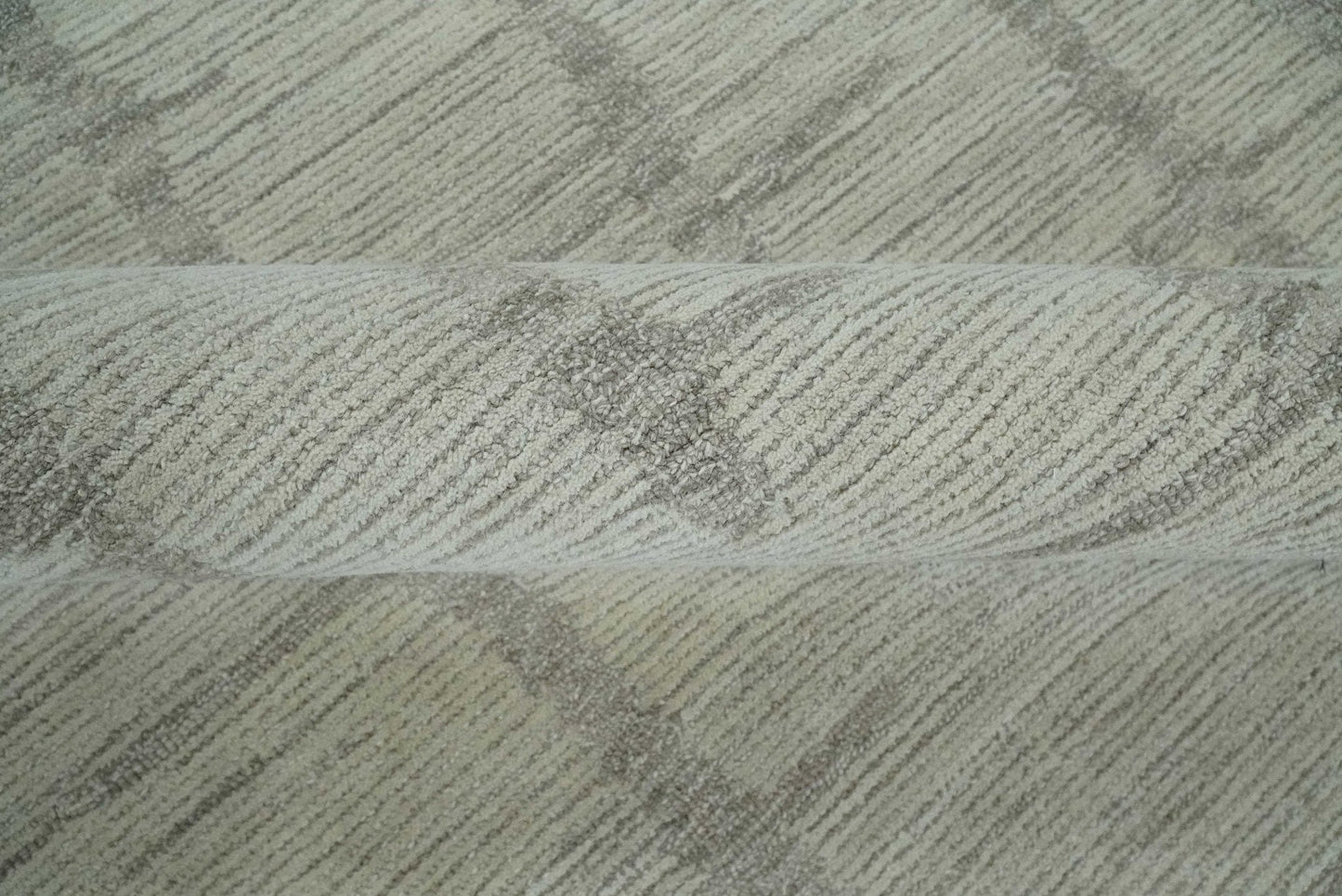 The Rug Decor Area Rug Earthy Modern Stripes Design Custom Made Ivory, Silver and Gray Hand Tufted Rug Earthy Modern Stripes Design Custom Made Ivory, Silver and Gray Hand Tufted Rug