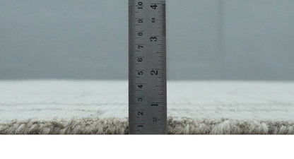 The Rug Decor Area Rug Earthy Modern Stripes Design Custom Made Ivory, Silver and Gray Hand Tufted Rug Earthy Modern Stripes Design Custom Made Ivory, Silver and Gray Hand Tufted Rug