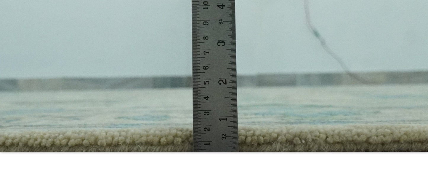 The Rug Decor Area Rug Floral Beige, Gray, Blue and Green Oriental Oushak Hand Tufted Custom Made wool Area rug Floral Beige, Gray, Blue and Green Oriental Oushak Hand Tufted Custom Made wool Area rug