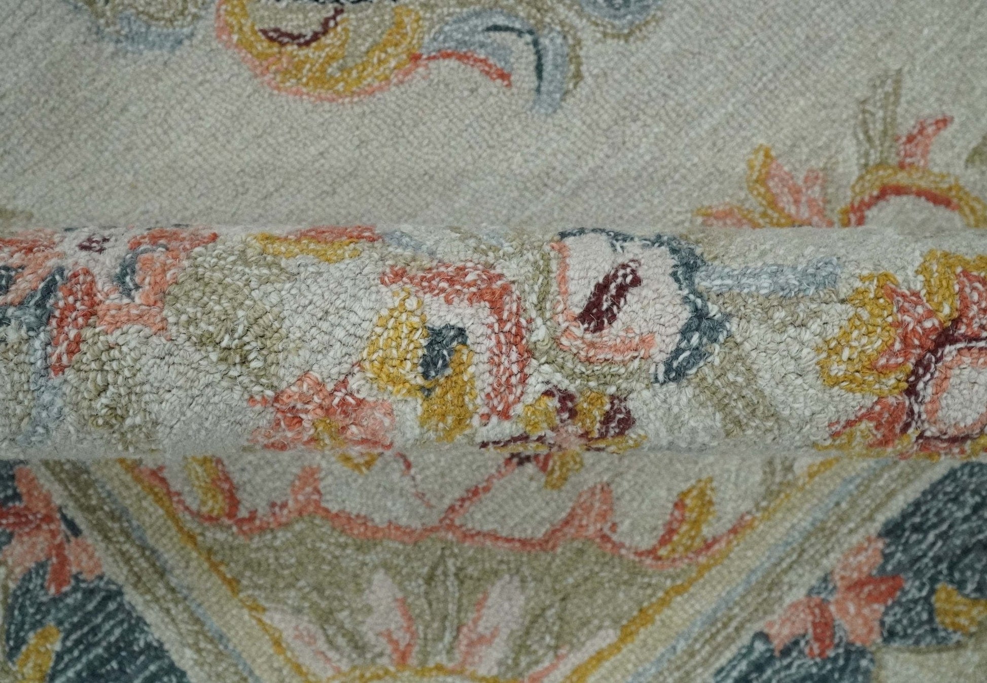 The Rug Decor Area Rug French Design Aubusson Custom Made Ivory, Light Green and Charcoal Hand Tufted wool Area Rug French Design Aubusson Custom Made Ivory, Light Green and Charcoal Hand Tufted wool Area Rug