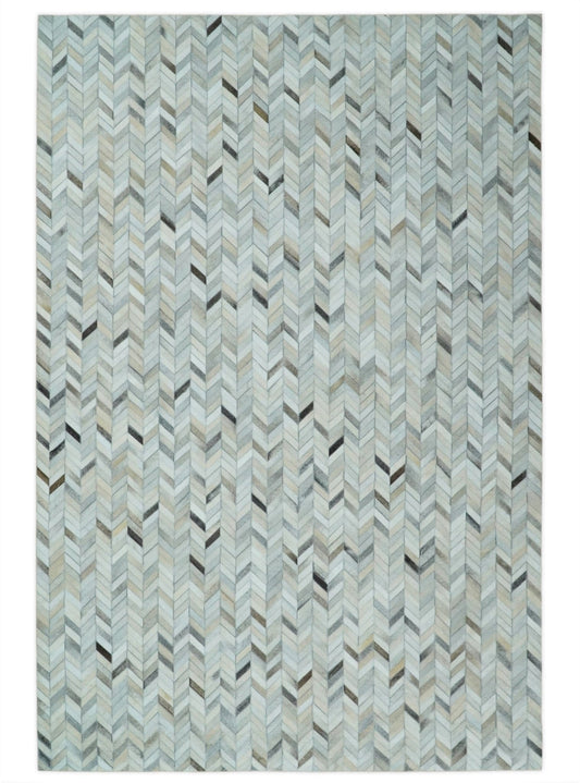 The Rug Decor Area Rug Genuine Leather Chevron Design Handmade Ivory and Silver Area Rug Genuine Leather Chevron Design Handmade Ivory and Silver Area Rug