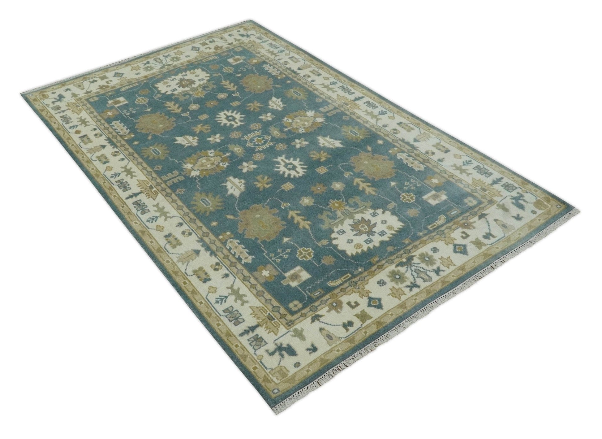 The Rug Decor Area Rug Hand Knotted Gray, Ivory and Beige Traditional Floral Custom Made wool rug Hand Knotted Gray, Ivory and Beige Traditional Floral Custom Made wool rug