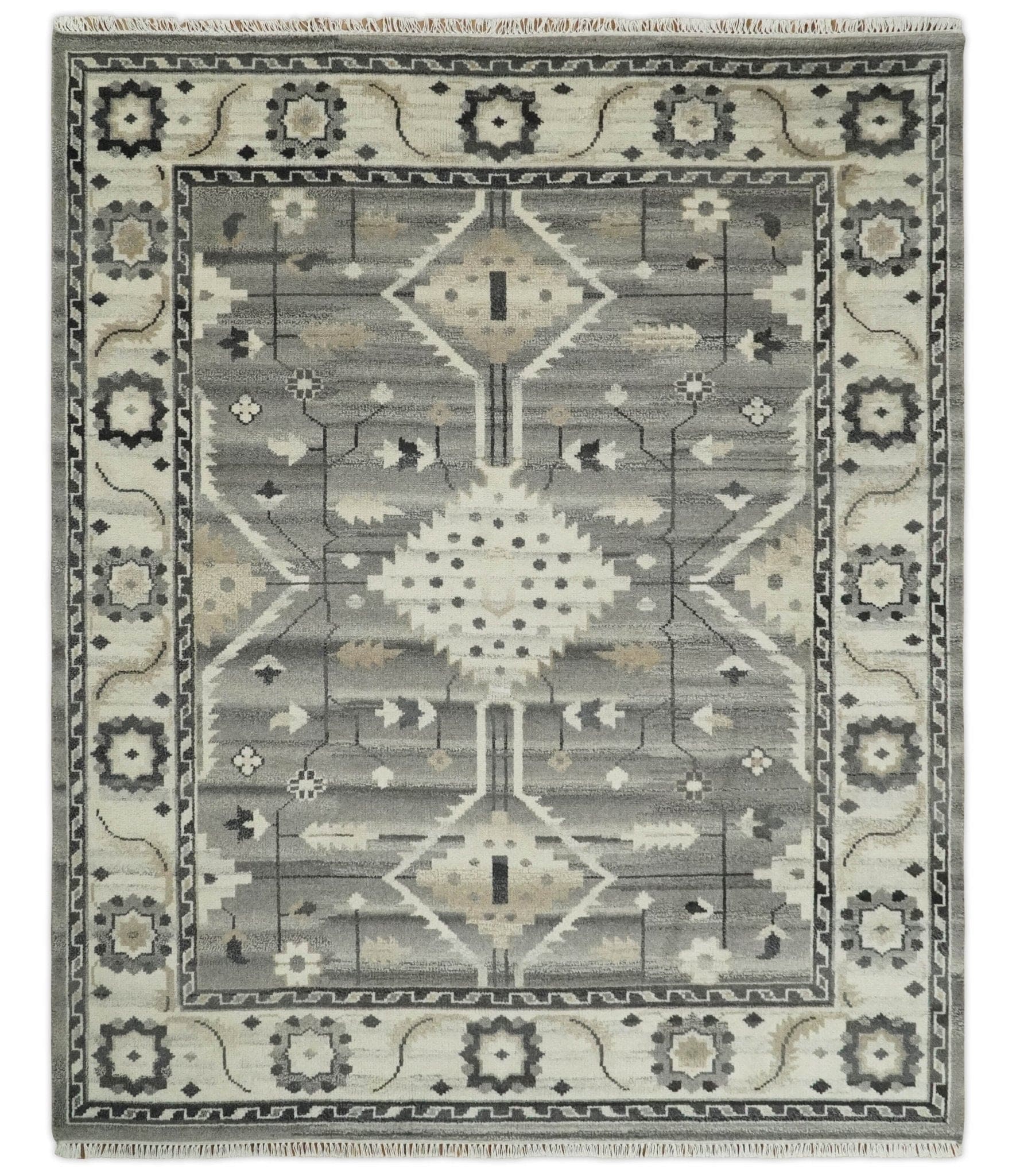 The Rug Decor Area Rug 8x10 Hand Knotted Ivory and Gray Traditional Tribal Natural Wool Custom Made wool Area Rug, Kids, Living Room and Bedroom Rug Hand Knotted Ivory and Gray Traditional Tribal Natural Wool Custom Made wool Area Rug, Kids, Living Room and Bedroom Rug