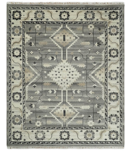 The Rug Decor Area Rug 8x10 Hand Knotted Ivory and Gray Traditional Tribal Natural Wool Custom Made wool Area Rug, Kids, Living Room and Bedroom Rug Hand Knotted Ivory and Gray Traditional Tribal Natural Wool Custom Made wool Area Rug, Kids, Living Room and Bedroom Rug