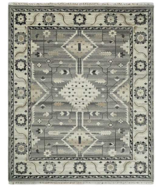 The Rug Decor Area Rug 8x10 Hand Knotted Ivory and Gray Traditional Tribal Natural Wool Custom Made wool Area Rug, Kids, Living Room and Bedroom Rug Hand Knotted Ivory and Gray Traditional Tribal Natural Wool Custom Made wool Area Rug, Kids, Living Room and Bedroom Rug