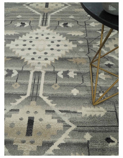 The Rug Decor Area Rug Hand Knotted Ivory and Gray Traditional Tribal Natural Wool Custom Made wool Area Rug, Kids, Living Room and Bedroom Rug Hand Knotted Ivory and Gray Traditional Tribal Natural Wool Custom Made wool Area Rug, Kids, Living Room and Bedroom Rug