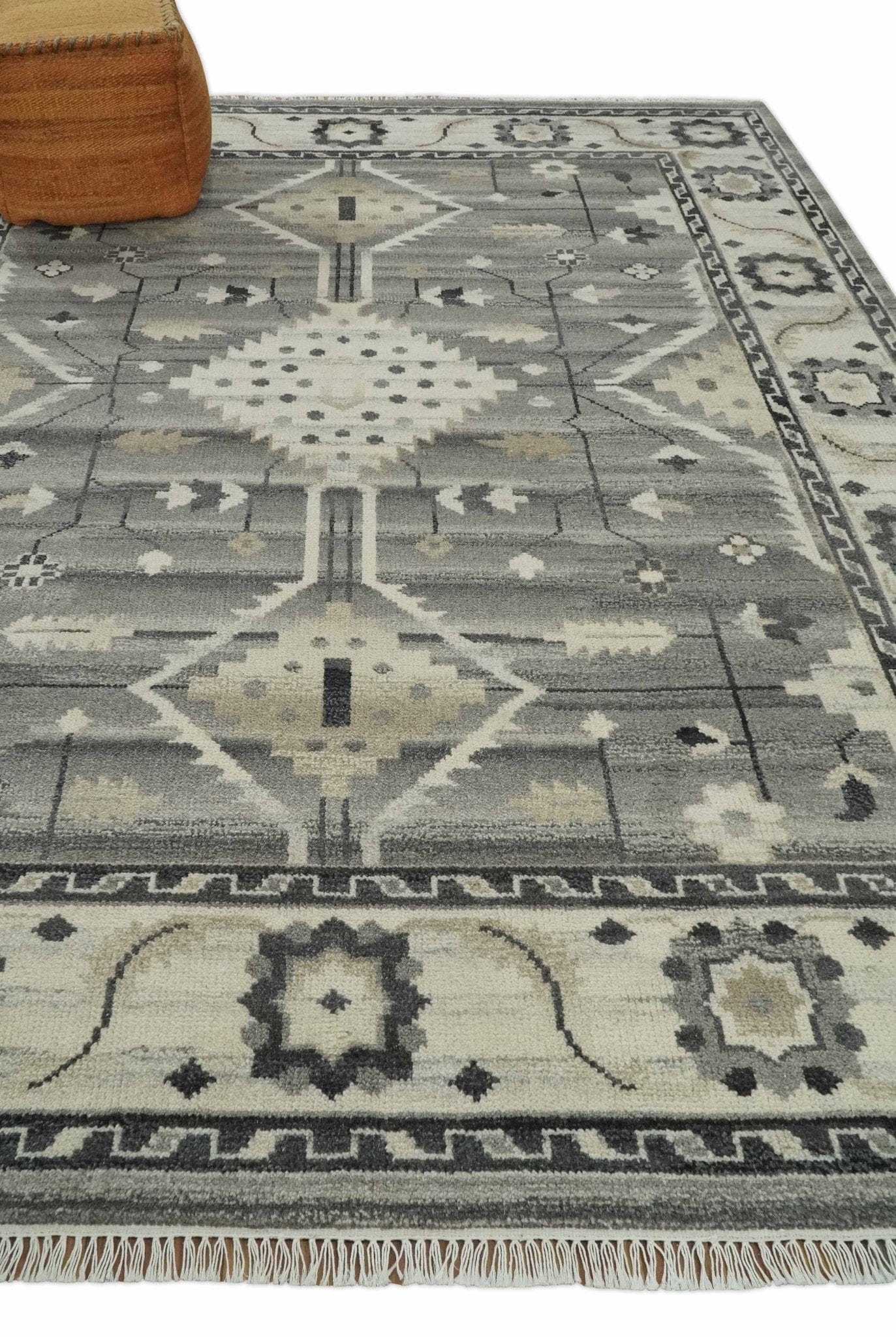 The Rug Decor Area Rug Hand Knotted Ivory and Gray Traditional Tribal Natural Wool Custom Made wool Area Rug, Kids, Living Room and Bedroom Rug Hand Knotted Ivory and Gray Traditional Tribal Natural Wool Custom Made wool Area Rug, Kids, Living Room and Bedroom Rug