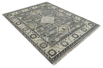 The Rug Decor Area Rug Hand Knotted Ivory and Gray Traditional Tribal Natural Wool Custom Made wool Area Rug, Kids, Living Room and Bedroom Rug Hand Knotted Ivory and Gray Traditional Tribal Natural Wool Custom Made wool Area Rug, Kids, Living Room and Bedroom Rug