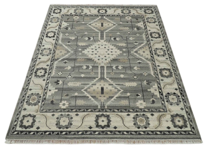 The Rug Decor Area Rug Hand Knotted Ivory and Gray Traditional Tribal Natural Wool Custom Made wool Area Rug, Kids, Living Room and Bedroom Rug Hand Knotted Ivory and Gray Traditional Tribal Natural Wool Custom Made wool Area Rug, Kids, Living Room and Bedroom Rug