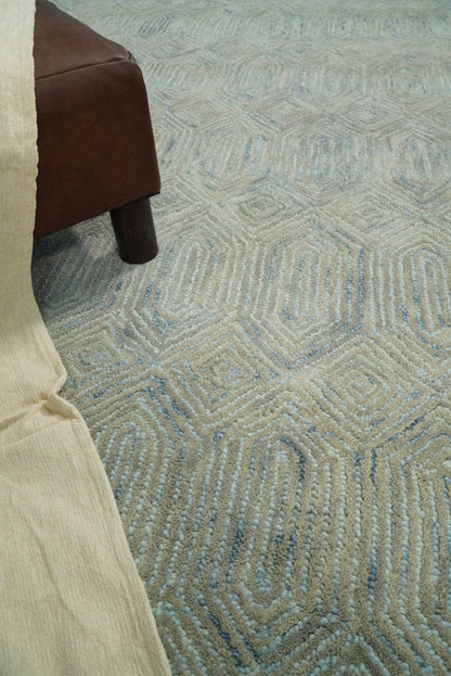 The Rug Decor Area Rug Hand Made Woolen Modern Camel and Blue Area Rug Hand Made Woolen Modern Camel and Blue Area Rug