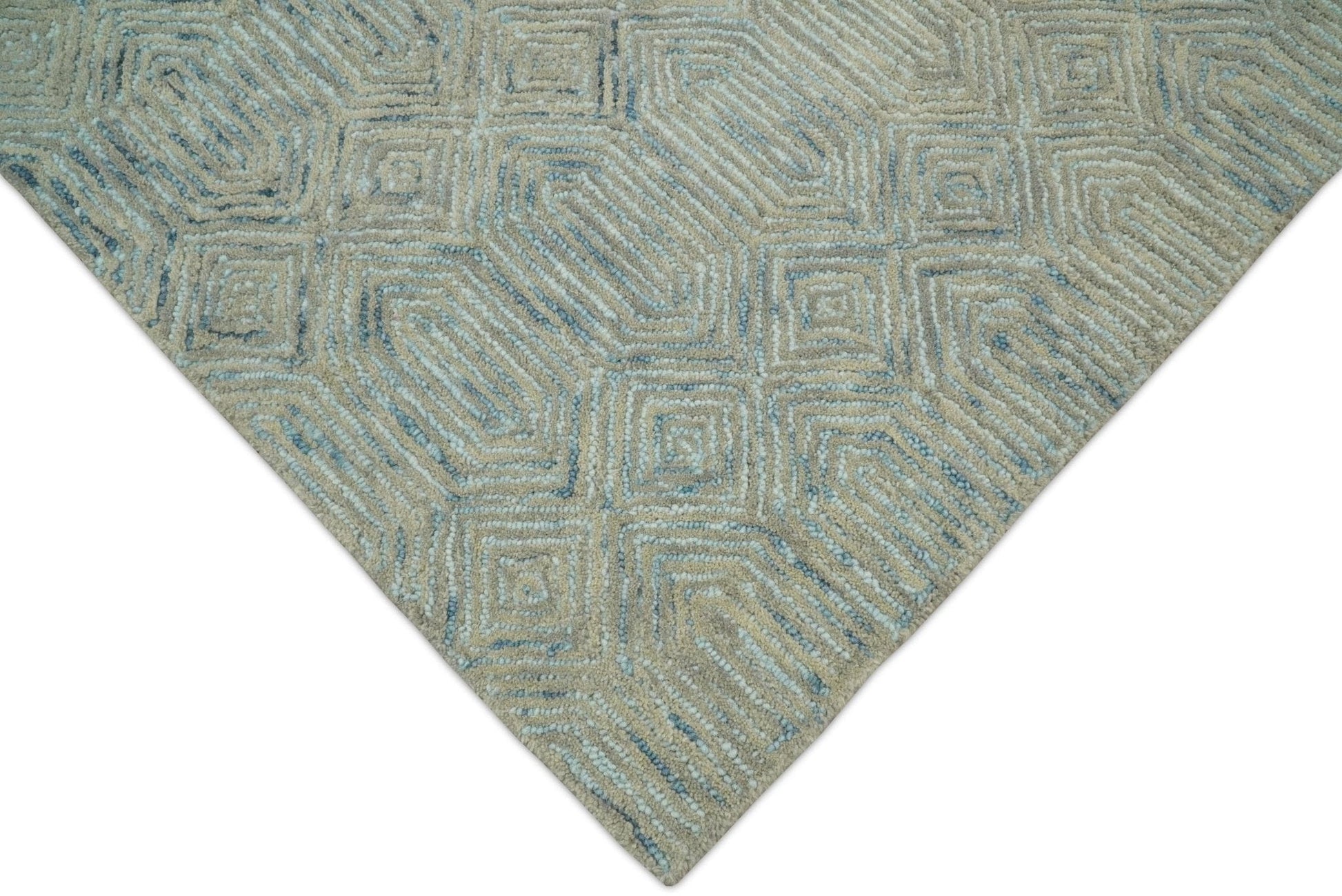 The Rug Decor Area Rug Hand Made Woolen Modern Camel and Blue Area Rug Hand Made Woolen Modern Camel and Blue Area Rug
