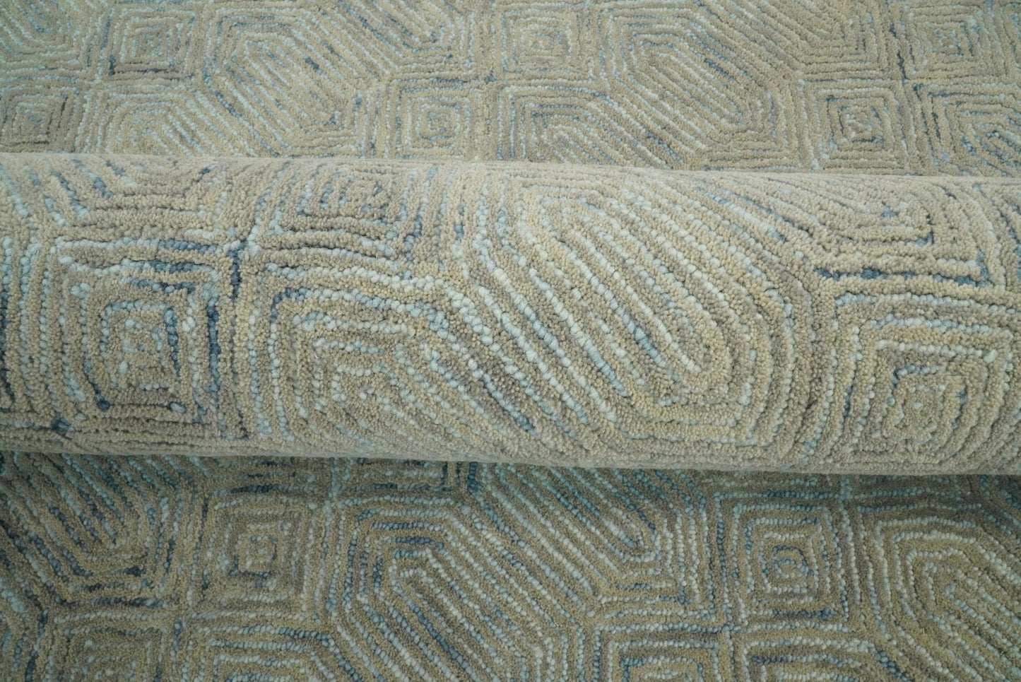 The Rug Decor Area Rug Hand Made Woolen Modern Camel and Blue Area Rug Hand Made Woolen Modern Camel and Blue Area Rug