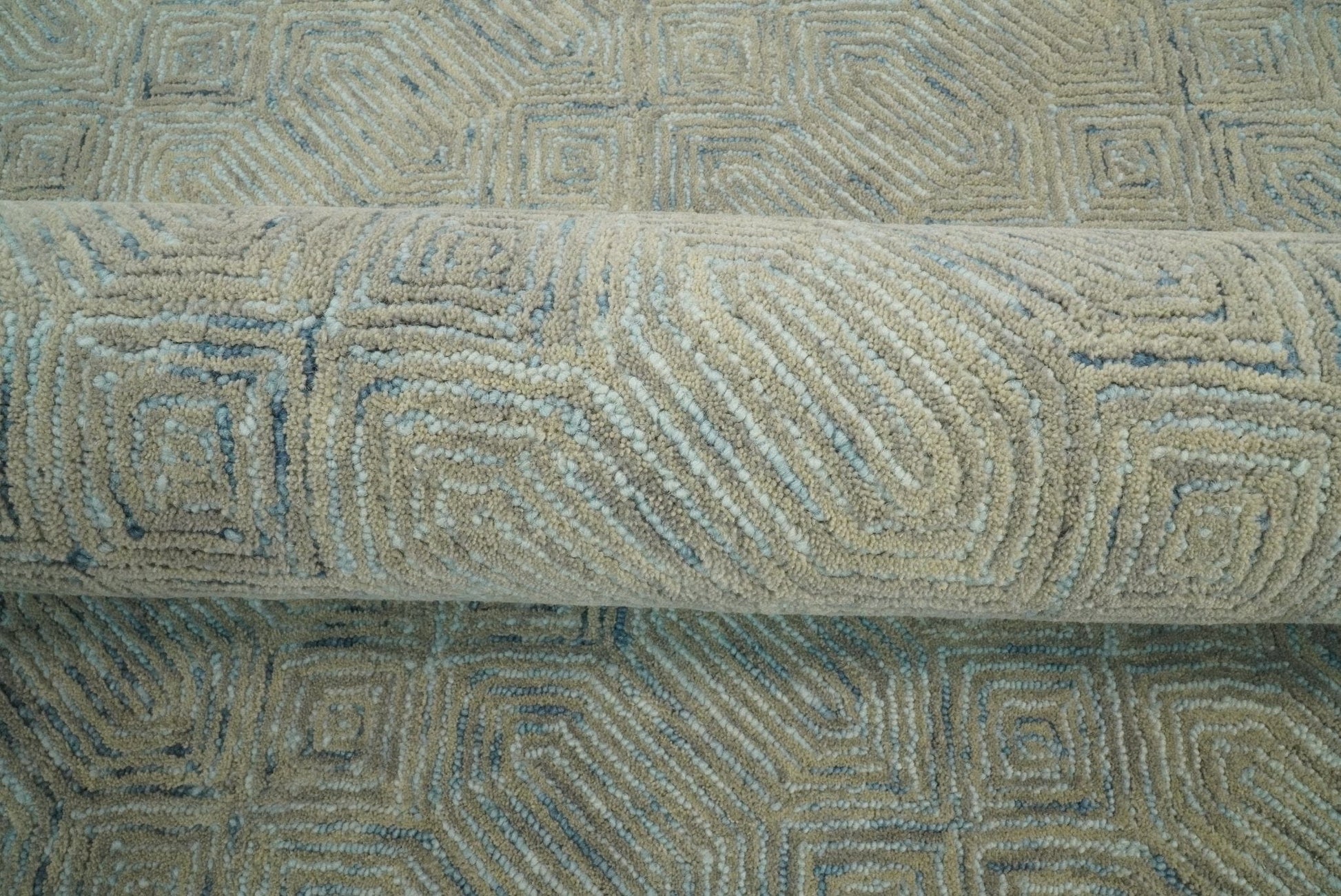 The Rug Decor Area Rug Hand Made Woolen Modern Camel and Blue Area Rug Hand Made Woolen Modern Camel and Blue Area Rug