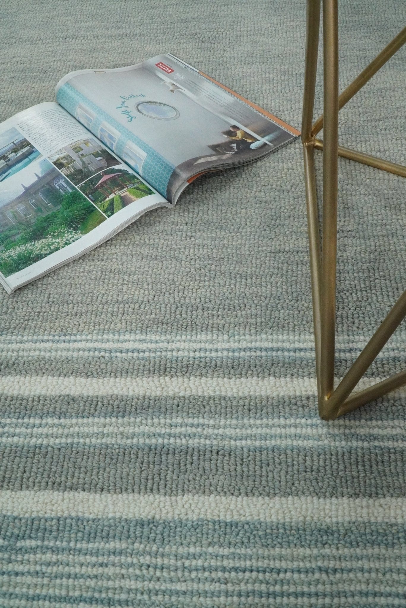 The Rug Decor Area Rug Hand Made Woolen Modern Stripes Ivory and Grey Area Rug Hand Made Woolen Modern Stripes Ivory and Grey Area Rug