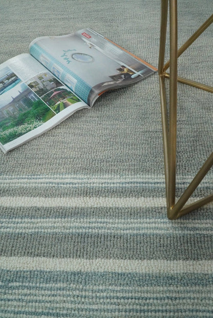 The Rug Decor Area Rug Hand Made Woolen Modern Stripes Ivory and Grey Area Rug Hand Made Woolen Modern Stripes Ivory and Grey Area Rug