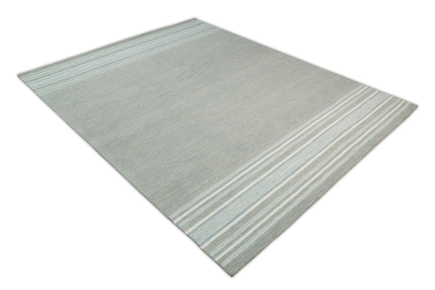The Rug Decor Area Rug Hand Made Woolen Modern Stripes Ivory and Grey Area Rug Hand Made Woolen Modern Stripes Ivory and Grey Area Rug
