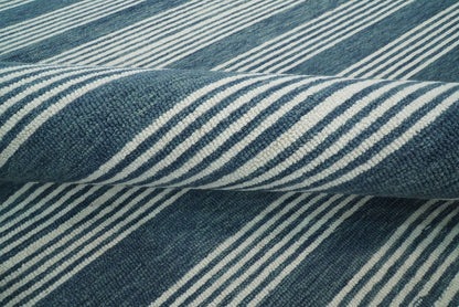 The Rug Decor Area Rug Hand Made Woolen Modern Stripes White and Blue Area Rug Hand Made Woolen Modern Stripes White and Blue Area Rug