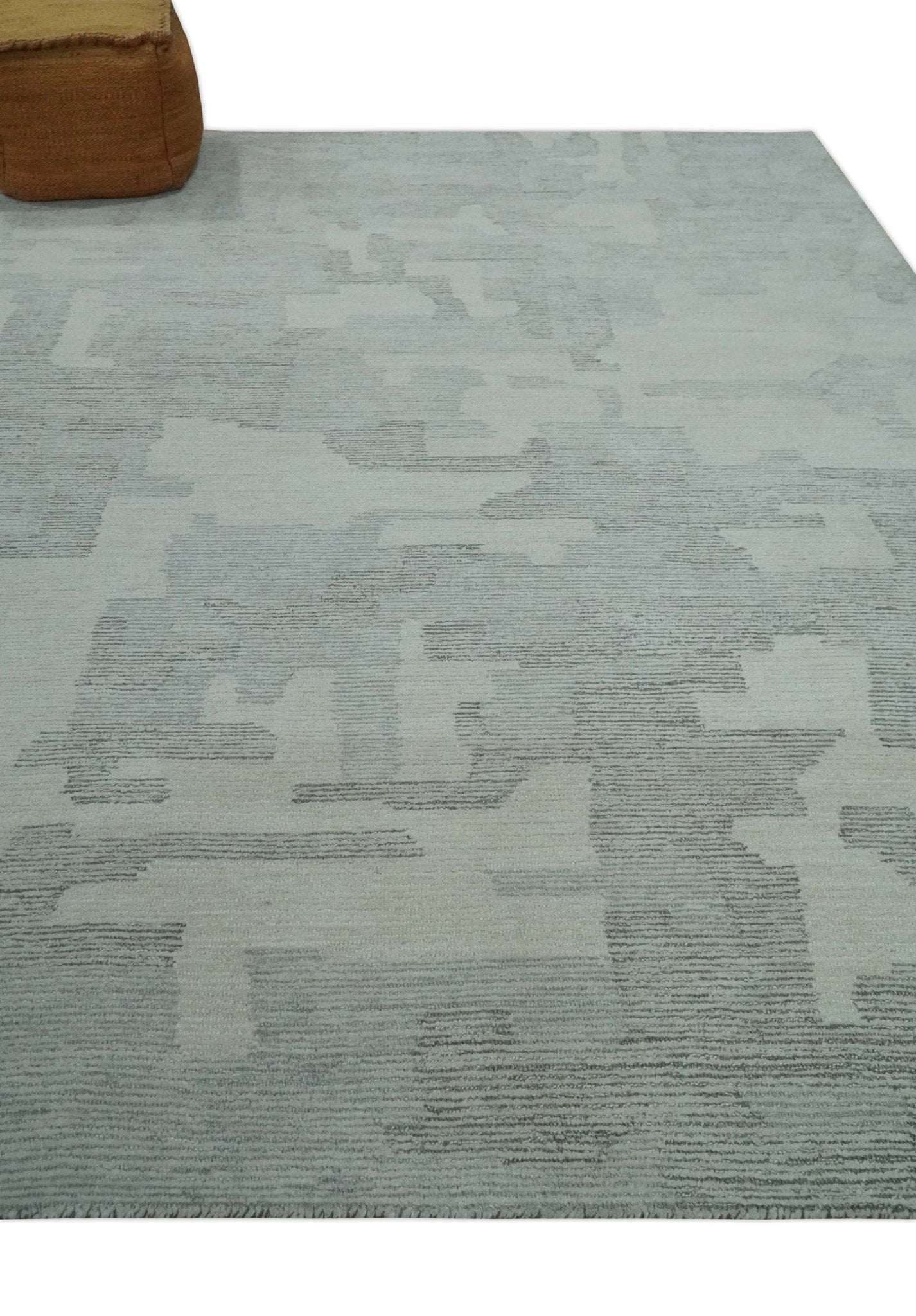 The Rug Decor Area Rug Hand Tufted Ivory, Silver and Blue Modern Abstract Custom Made wool Rug Hand Tufted Ivory, Silver and Blue Modern Abstract Custom Made wool Rug