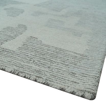 The Rug Decor Area Rug Hand Tufted Ivory, Silver and Blue Modern Abstract Custom Made wool Rug Hand Tufted Ivory, Silver and Blue Modern Abstract Custom Made wool Rug