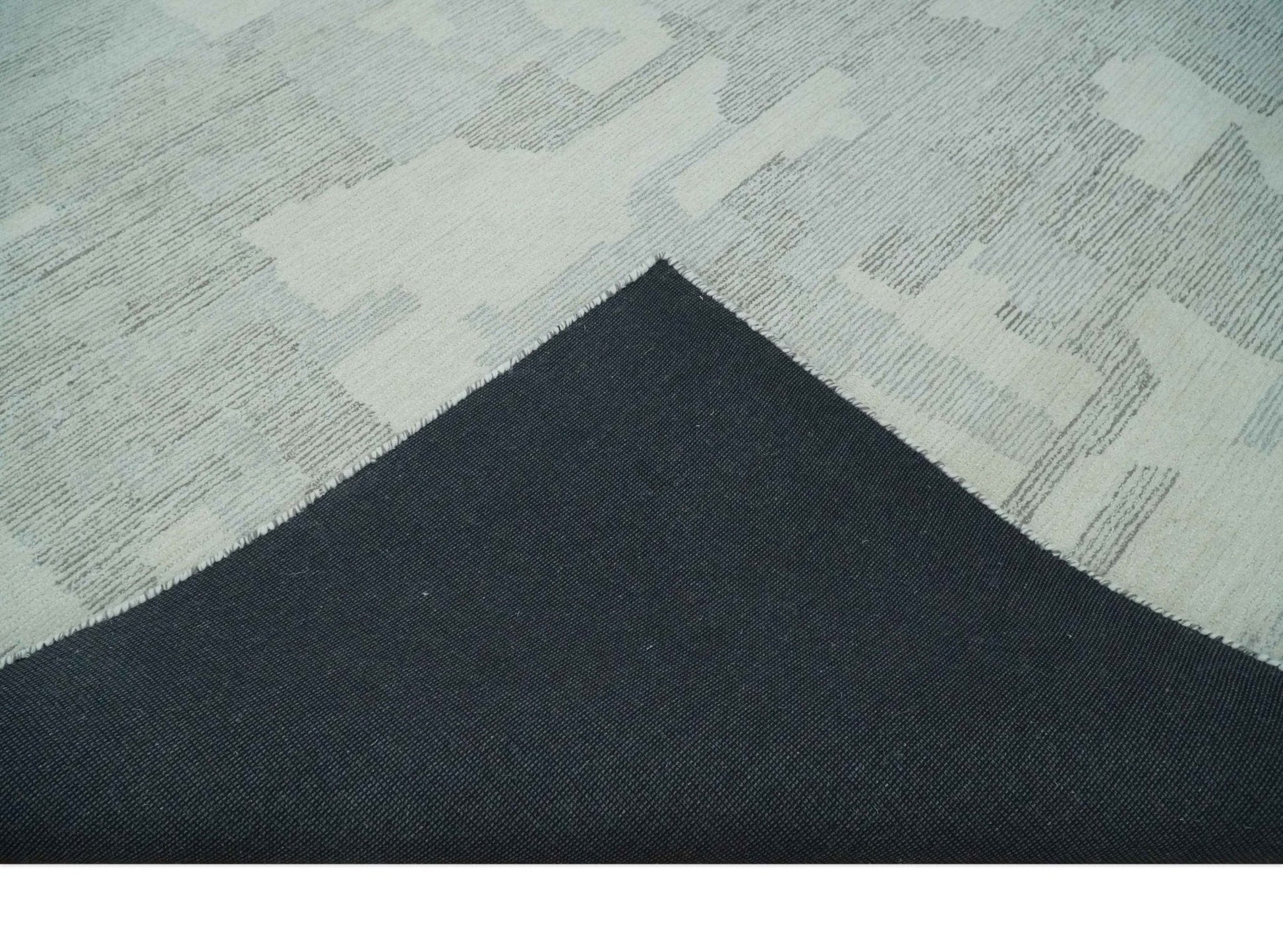 The Rug Decor Area Rug Hand Tufted Ivory, Silver and Blue Modern Abstract Custom Made wool Rug Hand Tufted Ivory, Silver and Blue Modern Abstract Custom Made wool Rug