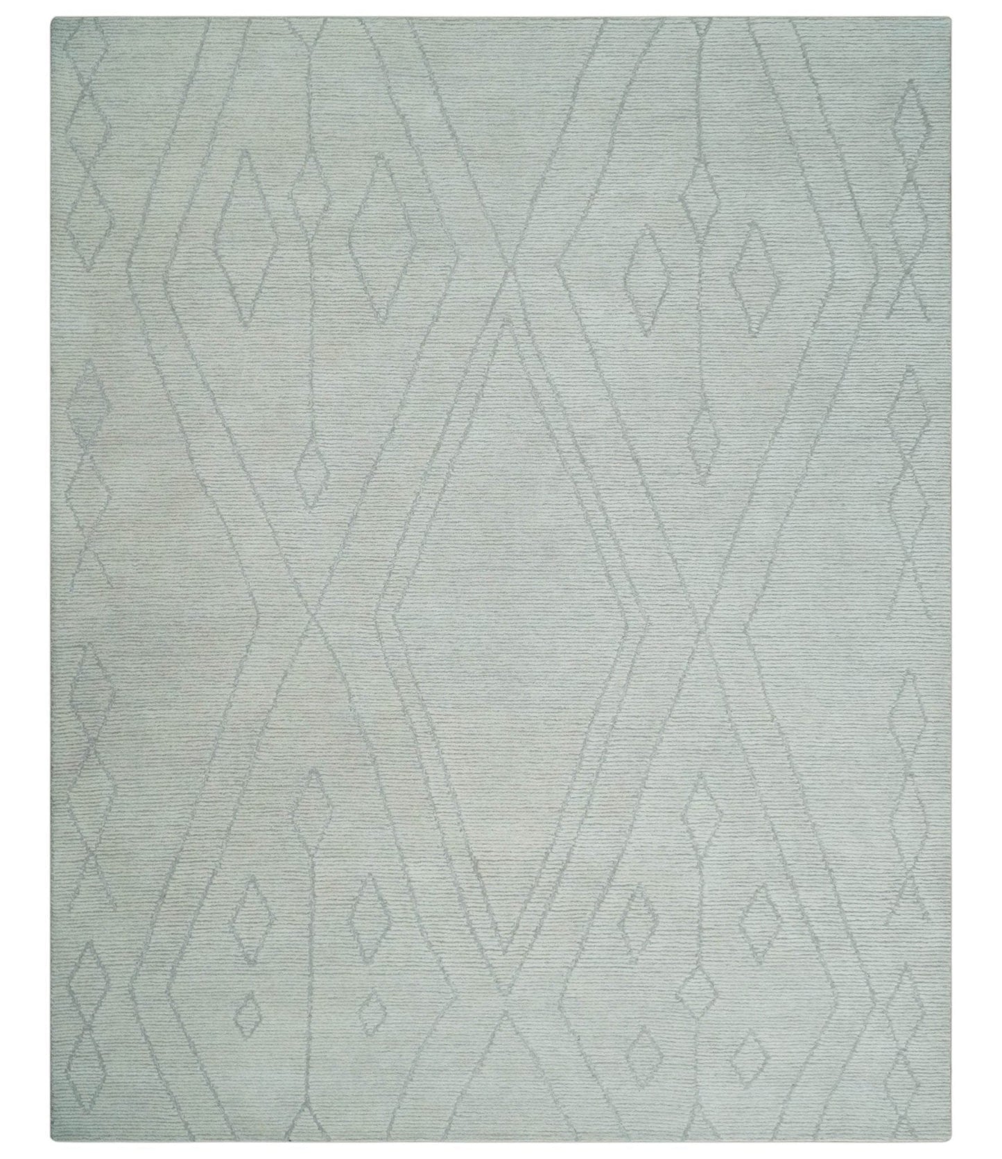 The Rug Decor Area Rug 8x10 Hand Tufted Ivory Traditional Geometrical Moroccan Design Custom Made Rug Hand Tufted Ivory Traditional Geometrical Moroccan Design Custom Made Rug
