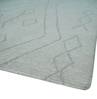 The Rug Decor Area Rug Hand Tufted Ivory Traditional Geometrical Moroccan Design Custom Made Rug Hand Tufted Ivory Traditional Geometrical Moroccan Design Custom Made Rug