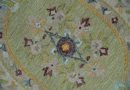 The Rug Decor Area Rug Ivory and Green Custom Made French Design Aubusson Hand Tufted Wool Area Rug Ivory and Green Custom Made French Design Aubusson Hand Tufted Wool Area Rug