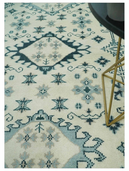 The Rug Decor Area Rug Ivory and Light Blue Traditional Oriental Hand Knotted Custom Made wool area Rug Ivory and Light Blue Traditional Oriental Hand Knotted Custom Made wool area Rug
