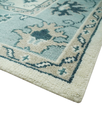 The Rug Decor Area Rug Ivory and Light Blue Traditional Oriental Hand Knotted Custom Made wool area Rug Ivory and Light Blue Traditional Oriental Hand Knotted Custom Made wool area Rug