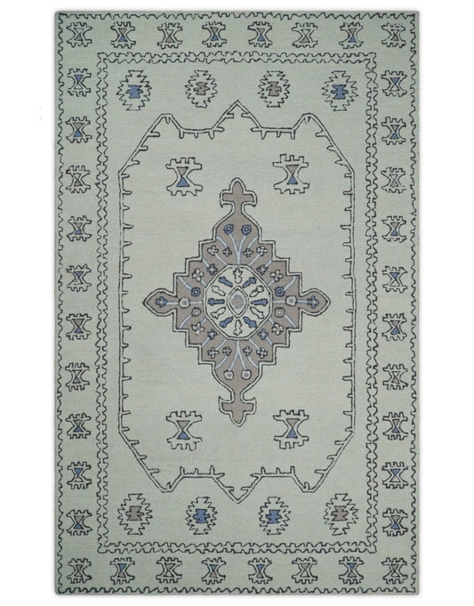 The Rug Decor Area Rug 6x9 Ivory and Peach Persian Style Antique Hand Tufted Wool Area Rug Ivory and Peach Persian Style Antique Hand Tufted Wool Area Rug