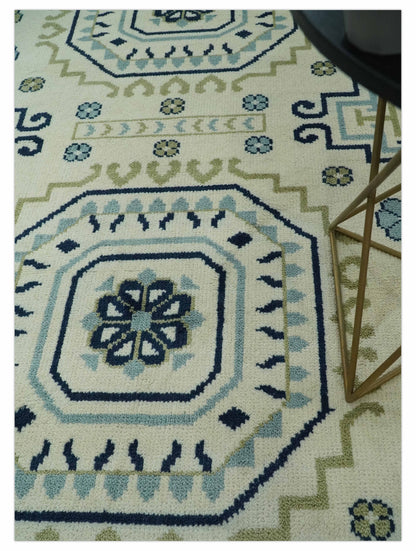 The Rug Decor Area Rug Ivory, Blue and Olive Traditional Mamluk design Custom Made wool area Rug Ivory, Blue and Olive Traditional Mamluk design Custom Made wool area Rug