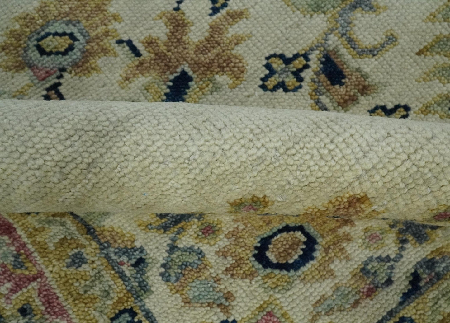 The Rug Decor Area Rug Ivory, Brown, Olive and Charcoal Traditional Heriz Medallion Custom Made Wool Area Rug Ivory, Brown, Olive and Charcoal Traditional Heriz Medallion Custom Made Wool Area Rug