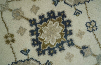 The Rug Decor Area Rug Ivory, Olive and Blue Hand Knotted Traditional Oriental Oushak Custom Made wool rug Ivory, Olive and Blue Hand Knotted Traditional Oriental Oushak Custom Made wool rug