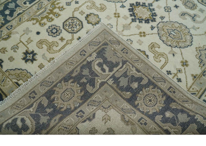The Rug Decor Area Rug Ivory, Olive and Blue Hand Knotted Traditional Oriental Oushak Custom Made wool rug Ivory, Olive and Blue Hand Knotted Traditional Oriental Oushak Custom Made wool rug