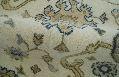 The Rug Decor Area Rug Ivory, Olive and Blue Hand Knotted Traditional Oriental Oushak Custom Made wool rug Ivory, Olive and Blue Hand Knotted Traditional Oriental Oushak Custom Made wool rug