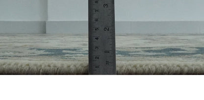 The Rug Decor Area Rug Ivory, Olive and Blue Hand Knotted Traditional Oriental Oushak Custom Made wool rug Ivory, Olive and Blue Hand Knotted Traditional Oriental Oushak Custom Made wool rug