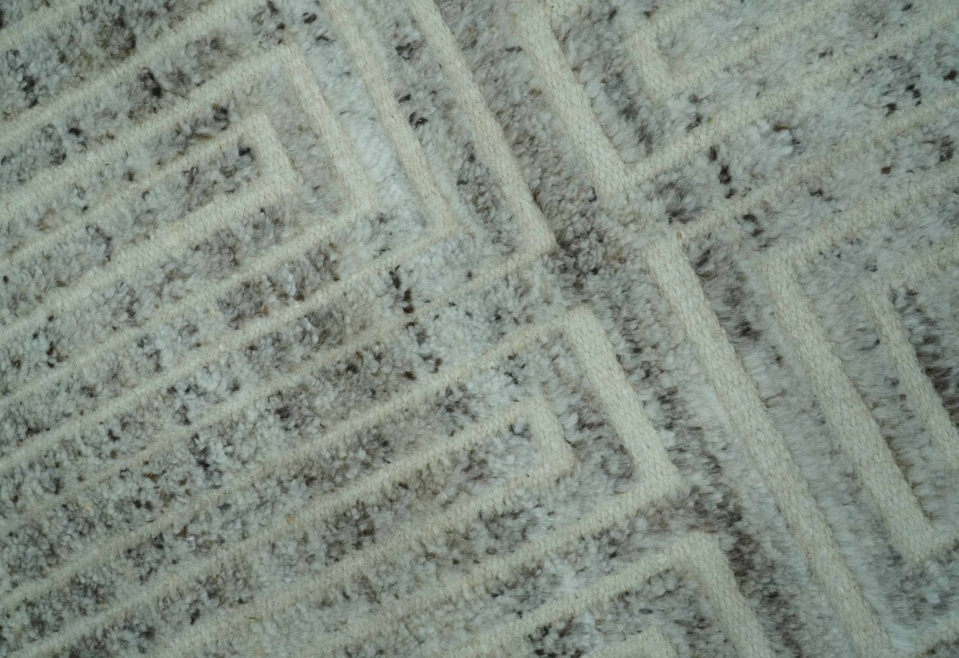 The Rug Decor Area Rug Ivory, Silver and Charcoal Modern Geometrical Puzzle Design hand knotted Custom Made wool Area Rug Ivory, Silver and Charcoal Modern Geometrical Puzzle Design hand knotted Custom Made wool Area Rug