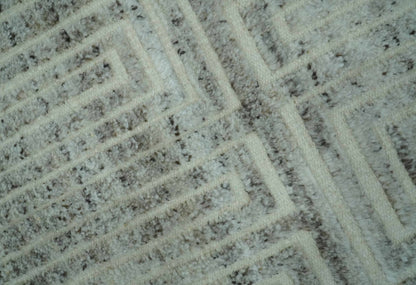 The Rug Decor Area Rug Ivory, Silver and Charcoal Modern Geometrical Puzzle Design hand knotted Custom Made wool Area Rug Ivory, Silver and Charcoal Modern Geometrical Puzzle Design hand knotted Custom Made wool Area Rug