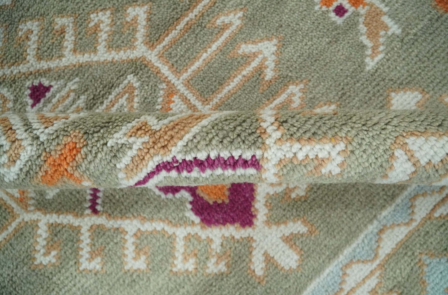 The Rug Decor Area Rug Light Green, Ivory and Maroon Traditional Hand knotted Custom Made wool Area Rug Light Green, Ivory and Maroon Traditional Hand knotted Custom Made wool Area Rug