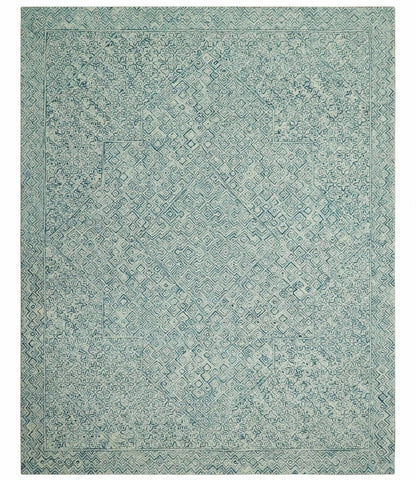 The Rug Decor Area Rug 8x10 Modern Geometrical Teal and Ivory Hand Tufted Custom Made wool area rug Modern Geometrical Teal and Ivory Hand Tufted Custom Made wool area rug
