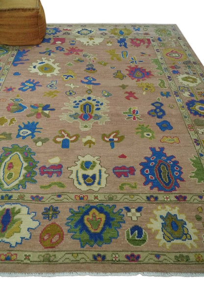 The Rug Decor Area Rug Peach, Blue and Olive Hand knotted Traditional Custom Made Oushak wool Area Rug Peach, Blue and Olive Hand knotted Traditional Custom Made Oushak wool Area Rug