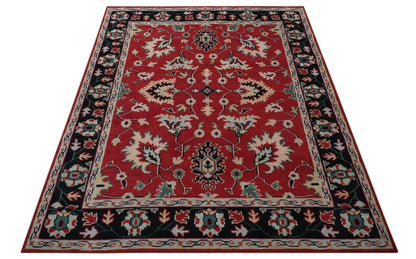 The Rug Decor Area Rug Red and Black Hand Knotted Traditional Oushak Custom made wool Area Rug Red and Black Hand Knotted Traditional Oushak Custom made wool Area Rug