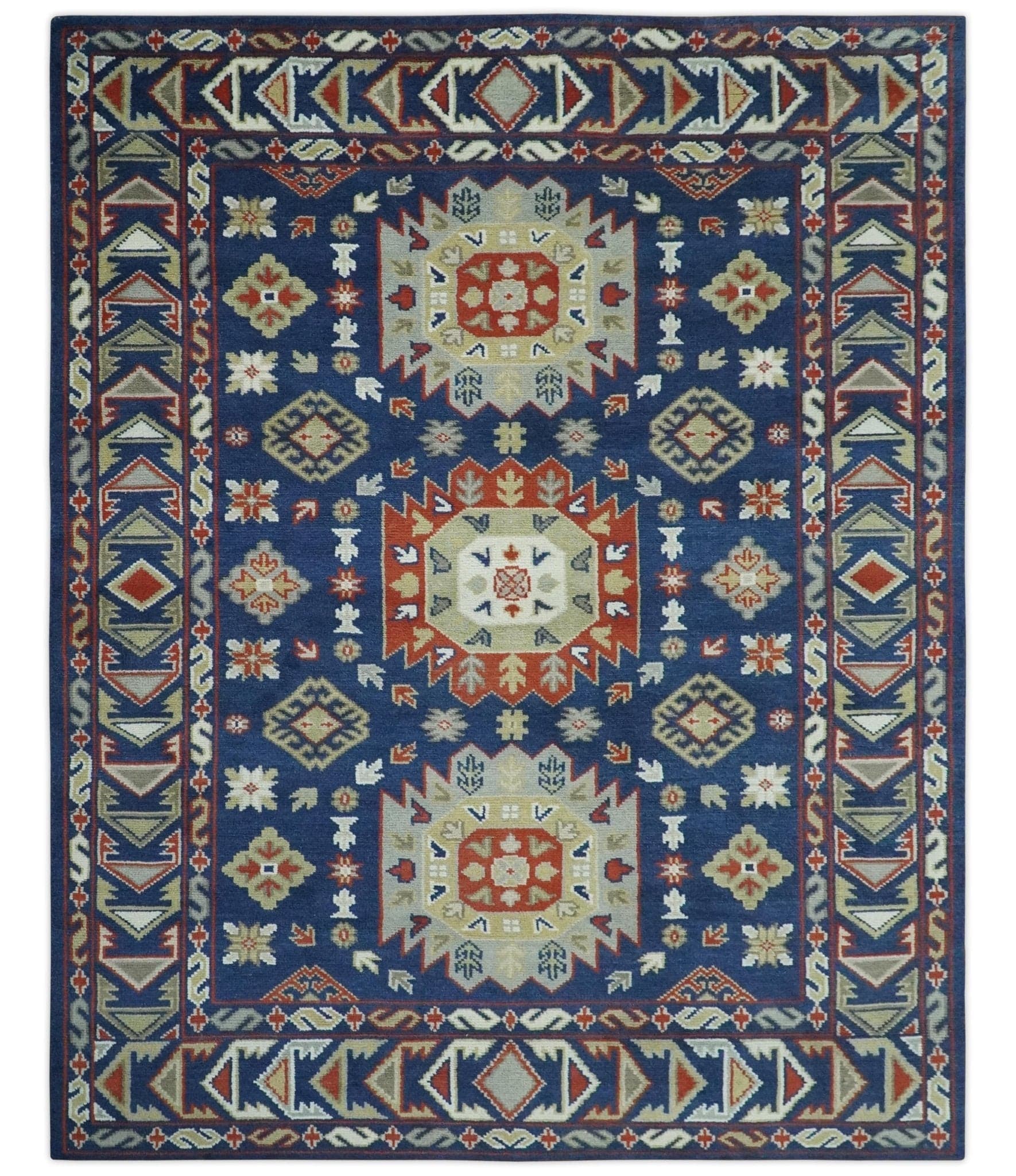 The Rug Decor Area Rug 8x10 Red, Brown and Olive Traditional Hand knotted Custom Made Wool Area Rug Red, Brown and Olive Traditional Hand knotted Custom Made Wool Area Rug