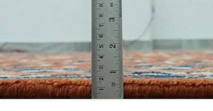 The Rug Decor Area Rug Rust, Ivory and Blue Traditional Mamluk design Hand Knotted Custom Made wool Area Rug Rust, Ivory and Blue Traditional Mamluk design Hand Knotted Custom Made wool Area Rug