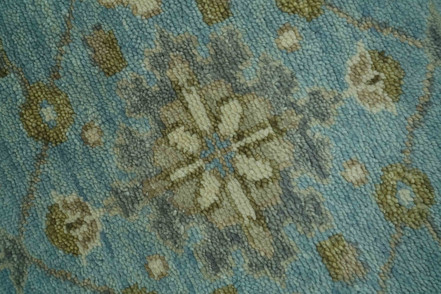 The Rug Decor Area Rug Sea Blue, Green and Ivory Hand Knotted Traditional Oushak Custom Made wool rug Sea Blue, Green and Ivory Hand Knotted Traditional Oushak Custom Made wool rug