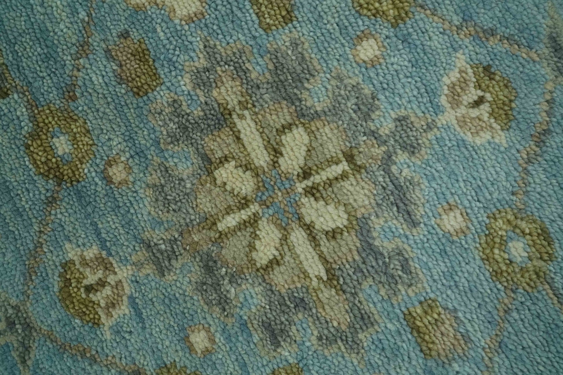 The Rug Decor Area Rug Sea Blue, Green and Ivory Hand Knotted Traditional Oushak Custom Made wool rug Sea Blue, Green and Ivory Hand Knotted Traditional Oushak Custom Made wool rug