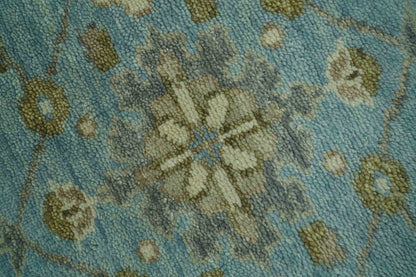 The Rug Decor Area Rug Sea Blue, Green and Ivory Hand Knotted Traditional Oushak Custom Made wool rug Sea Blue, Green and Ivory Hand Knotted Traditional Oushak Custom Made wool rug