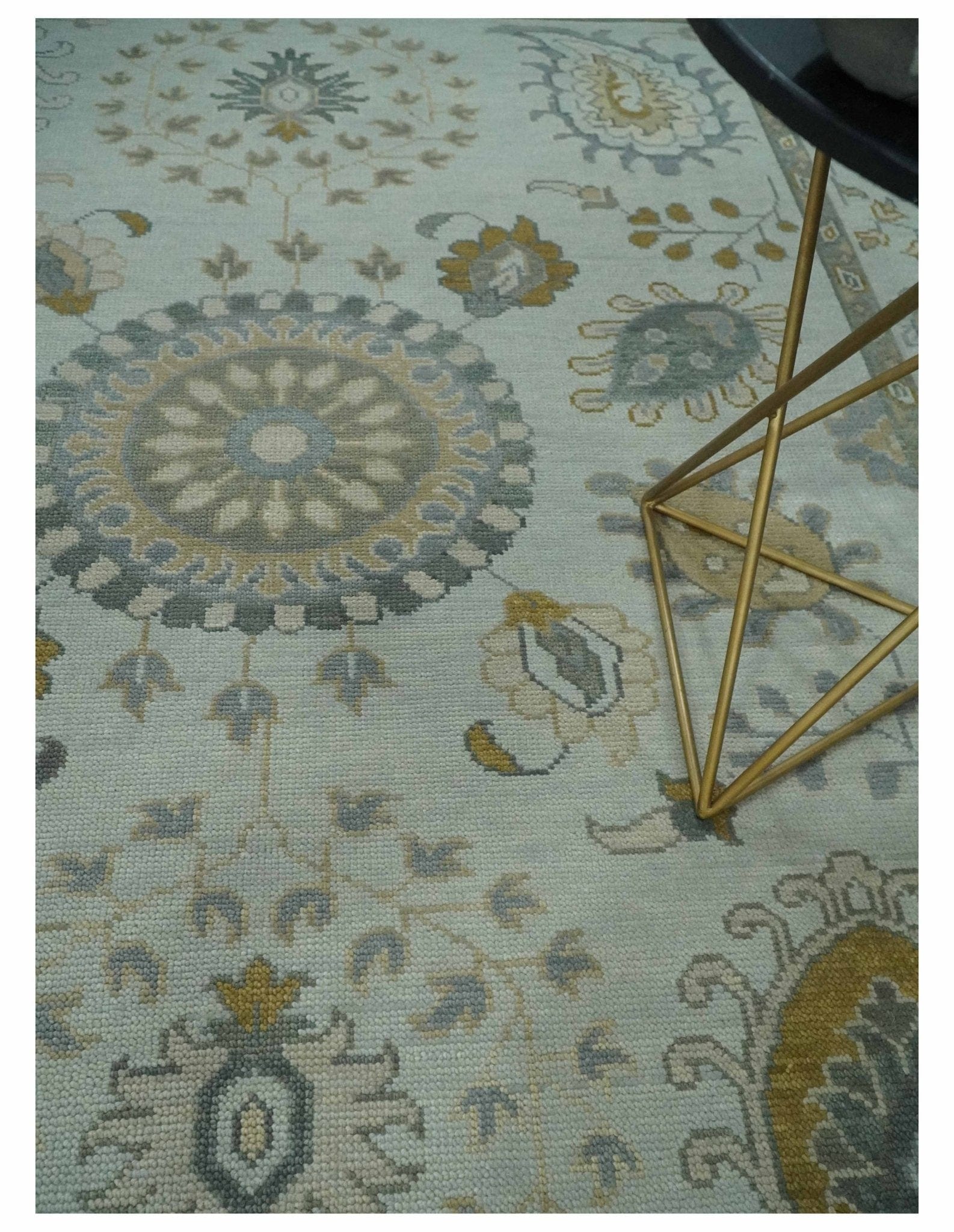 The Rug Decor Area Rug Silver, Olive and Gray Floral Herati Medallion Hand knotted Custom Made wool Area Rug Silver, Olive and Gray Floral Herati Medallion Hand knotted Custom Made wool Area Rug
