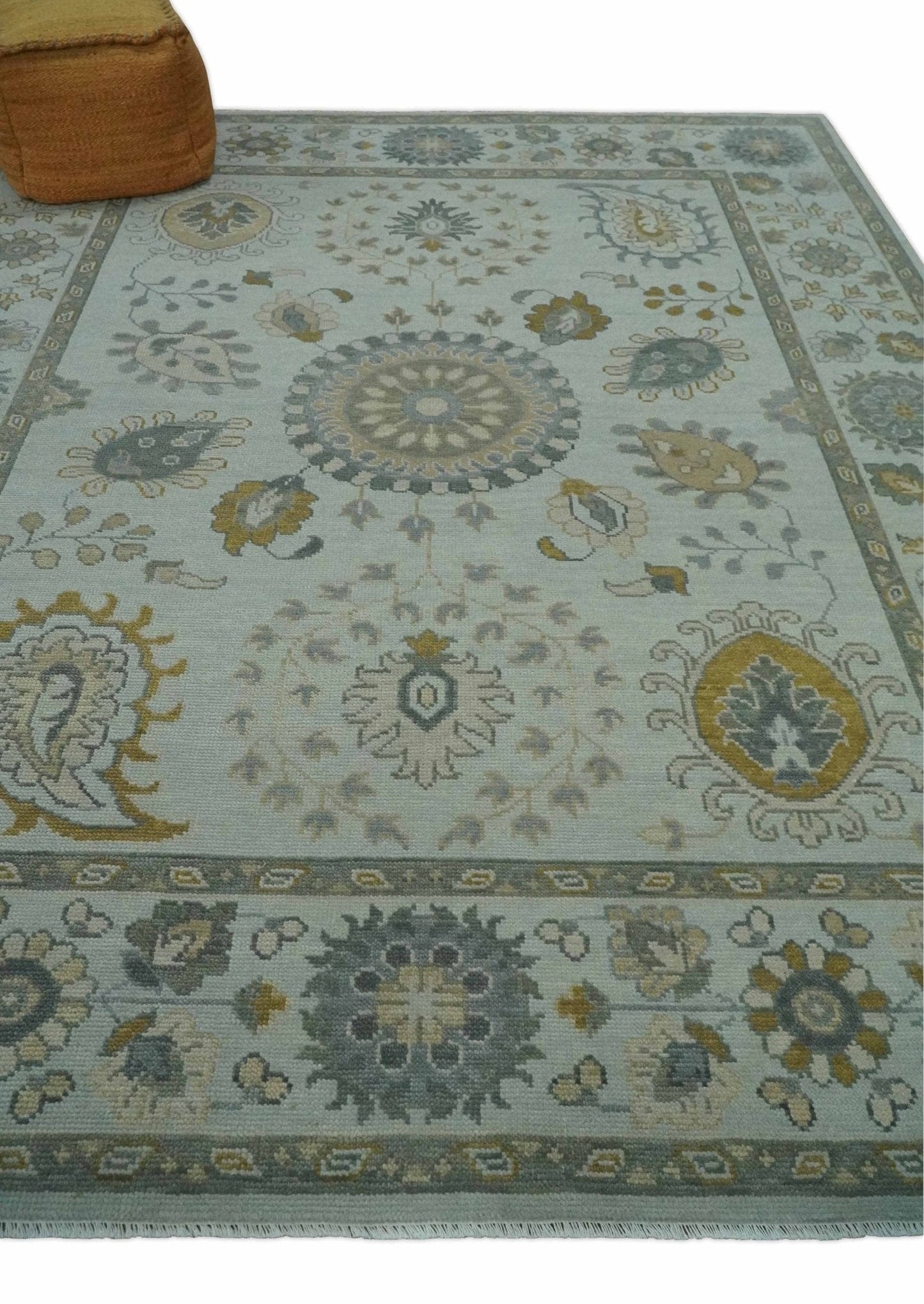 The Rug Decor Area Rug Silver, Olive and Gray Floral Herati Medallion Hand knotted Custom Made wool Area Rug Silver, Olive and Gray Floral Herati Medallion Hand knotted Custom Made wool Area Rug